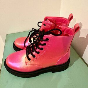 Art Class Lace Up Boots Iridescent Pink